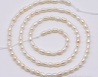 2.5-3mm rice seed pearls, cultured freshwater small pearl strand, natural colour white oval shape tiny pearl bead wholesale, FS450-WS