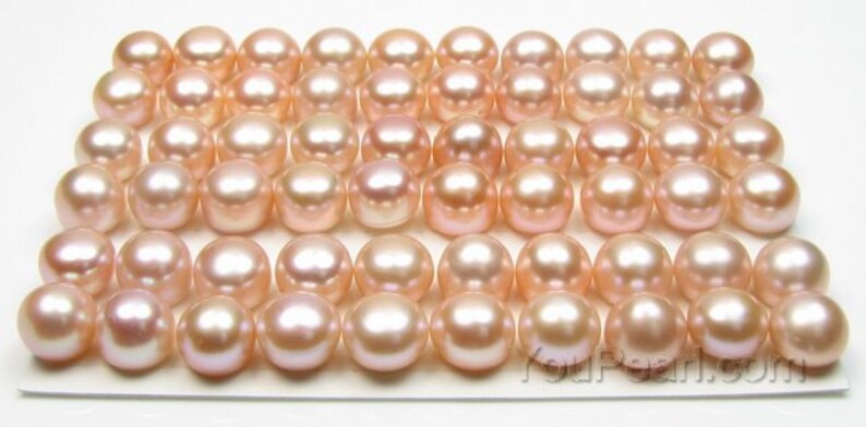 AA 9-10mm button pearls, real fresh water half drilled pearls, white loose pearl beads, genuine pearl wholesale, DIY earrings, FLB9010-X image 3