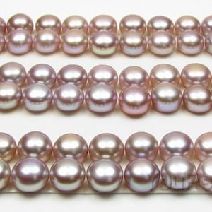 AA+ 8-9mm button pearl, half drilled lavender loose pearl beads, natural luster pearl, freshwater cultured pearl bead supply, FLB8090-X