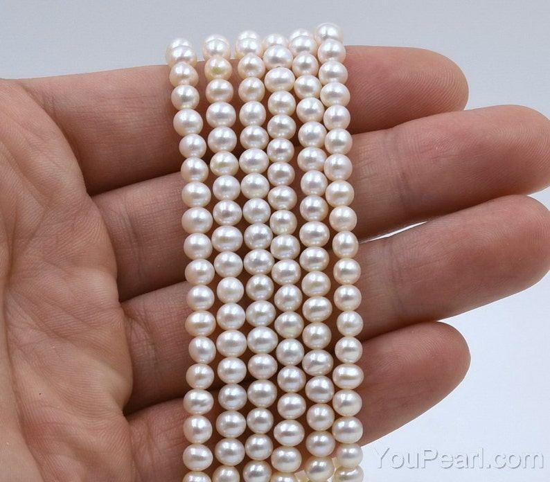 Near Round Freshwater Pearl Beads 45mm White Natural Pearl Etsy