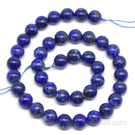 100% Natürliche 6-14Mm Blau Lapislazuli Runde Edelstein Perlen Halskette 18" AAA