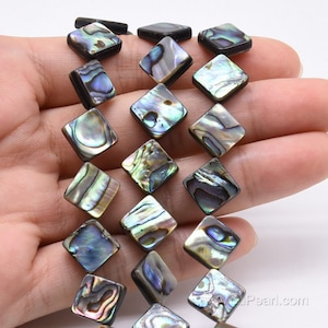 Paua shell, 10mm 12mm 14mm 16mm dia-square shape shell beads, abalone paua shell beads, natural loose abalone shell strand, ABA115X