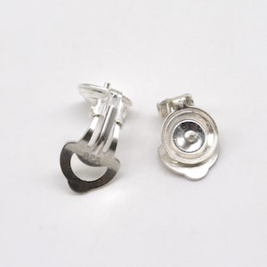 Clip on earring findings, 925 sterling silver, no pierced pearl earrings setting, non-pierced fit 9mm+ pearls and gemstones, F1805-E