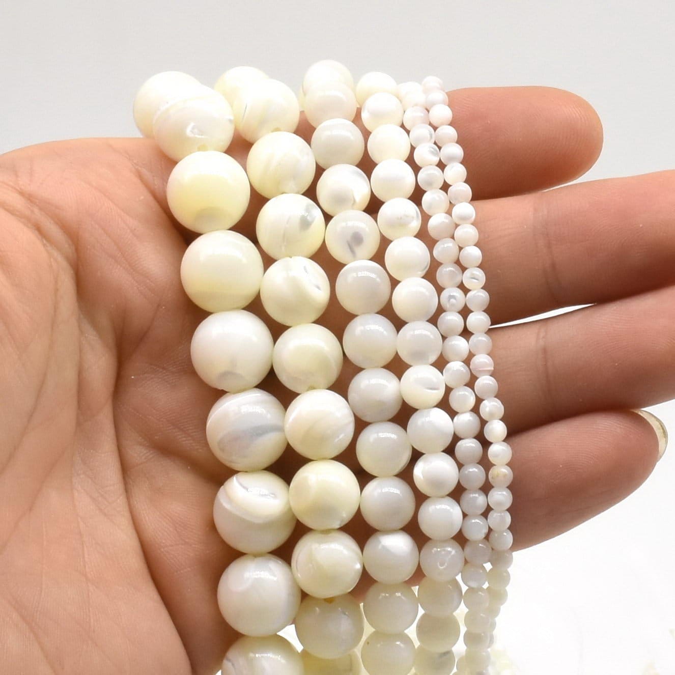 6mm Pretty Mixed Natural Shell MOP Round Shape Gemstone Loose Beads Strand 15" 