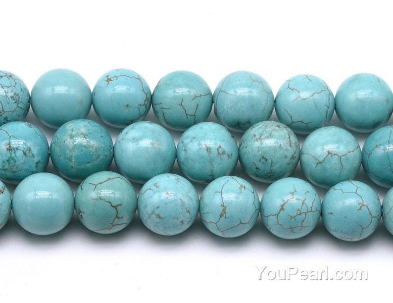 Round turquoise beads, natural howlite stone beads, 3mm 4mm 6mm 8mm 10mm 12mm big turquoise, gemstone loose beads, full strand, TQS20X0 image 3