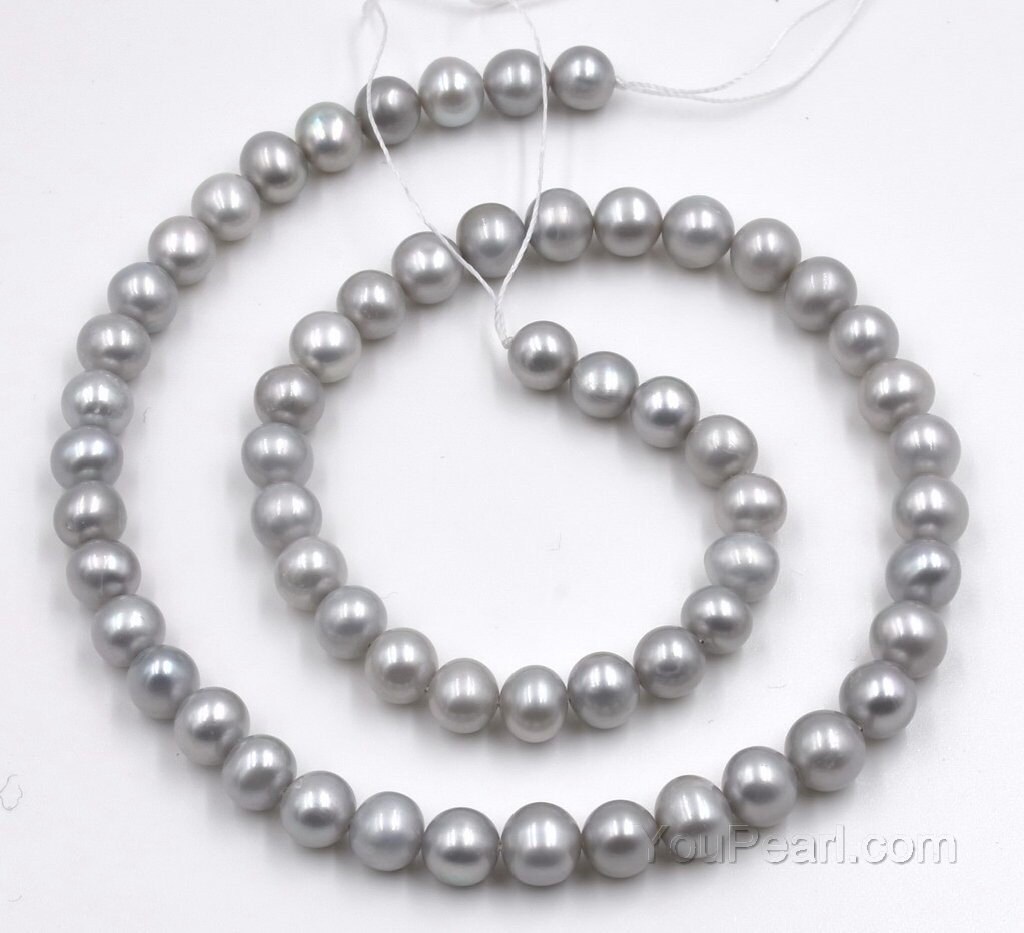 Beautiful Natural 7-8mm Black Color Cultured Freshwater Pearl beads Necklace 18“ 