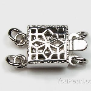 Tvåradiga filigranspännen, dubbelt spänne, armbands- eller halsbandsspänne, silverdetaljer, platinapläterad finish, 8 mm, CS1031