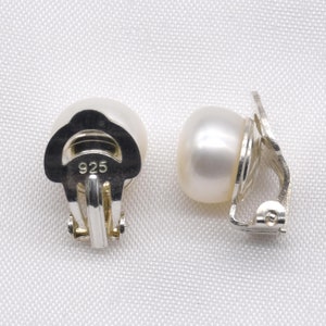 Pearl Clip On Earrings Non-Pierced 925 Sterling Silver Earrings Gold Vermeil Genuine Natural Fresh Water Pearl Earring Clip Earrings F1805-E image 8