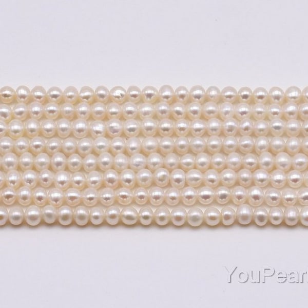 3-4mm AA seed pearl beads, white natural freshwater off round pearl strands, lustrous quality real pearls, pearl wedding jewelry, FS750-WS