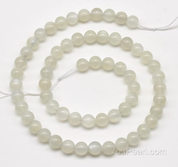 4-6mm White Round Natural Pearl and 8mm Moonstone & Red Coral 17" necklace 6433 4-6mm White Round Natural Pearl and 8mm Moonstone & Red Coral 17" necklace 6433
