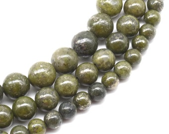 Gröna guldstenspärlor, naturliga gröna ädelstenspärlor, 6 mm 8 mm 10 mm, äkta gröna guld lösa ädelstenspärlor, hel sträng på rea, GGS20X0