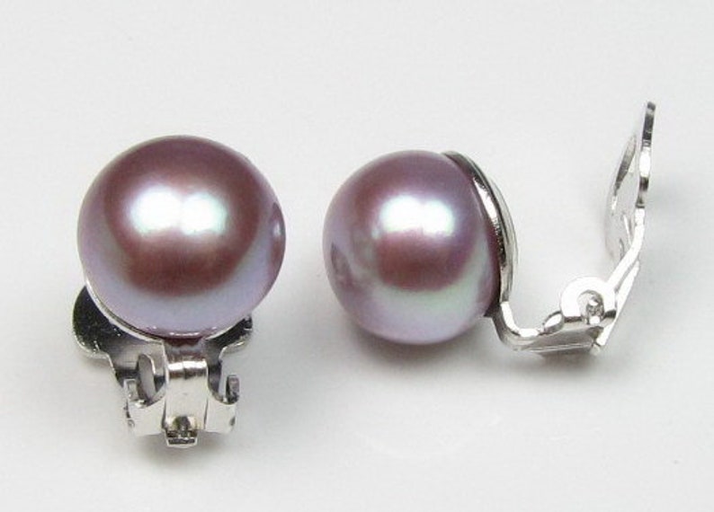 Pearl Clip On Earrings Non-Pierced 925 Sterling Silver Earrings Gold Vermeil Genuine Natural Fresh Water Pearl Earring Clip Earrings F1805-E Lavender