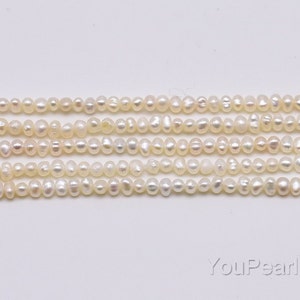 Seed pearl 2.5-3mm, cultured white pearl potato seed pearls, genuine freshwater pearl beads, loose pearl wholesale, full strand, FS400-XS image 2