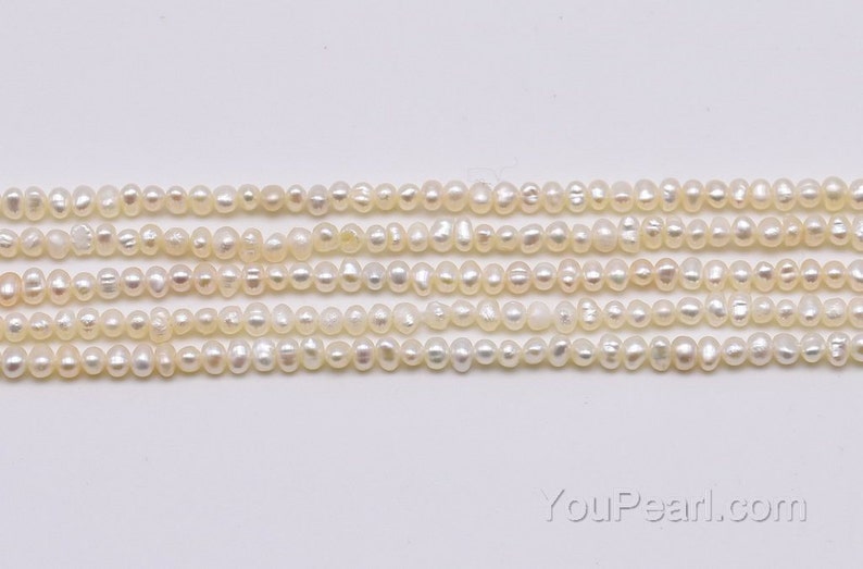 Seed pearl 2.5-3mm, cultured white pearl potato seed pearls, genuine freshwater pearl beads, loose pearl wholesale, full strand, FS400-XS image 2