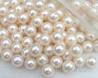 AA+ 8.5-9mm round pearl, white half drilled fresh water loose pearl beads, natural real half hole pearl round loose beads, FLR8590-X