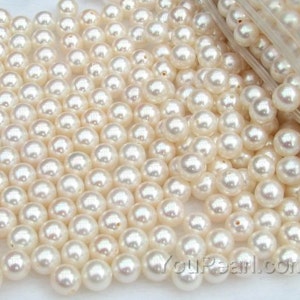 AA+ 6-6.5mm round freshwater pearl beads, white loose pearl, half drilled hole natural cultured pearl, good quality, FLR6065-X
