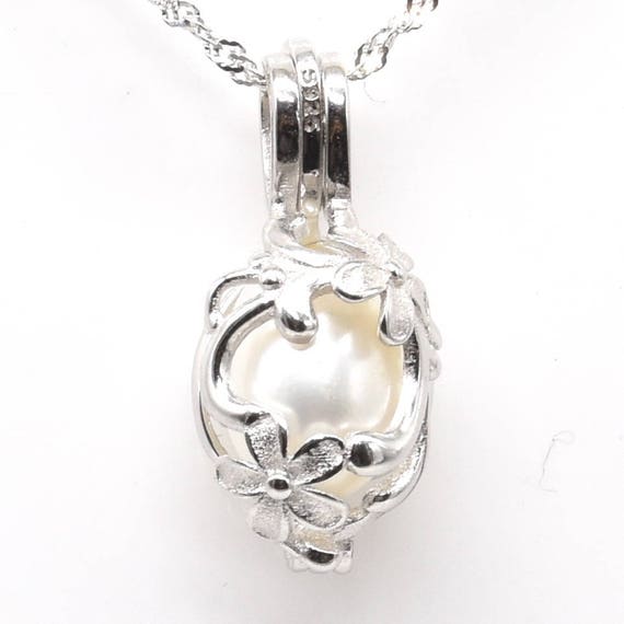 Sterling Silver Freshwater Pearl Cage Pendant