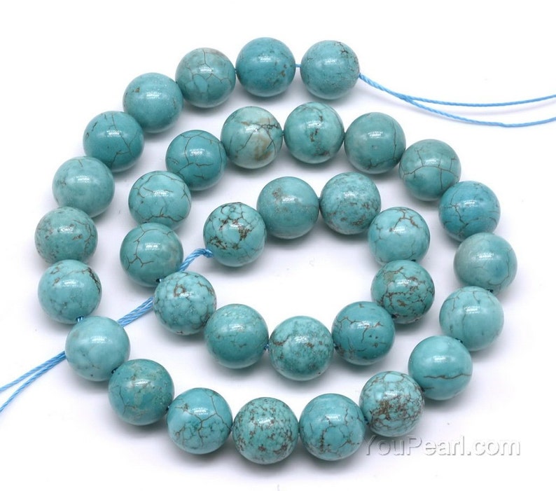 Round turquoise beads, natural howlite stone beads, 3mm 4mm 6mm 8mm 10mm 12mm big turquoise, gemstone loose beads, full strand, TQS20X0 image 5