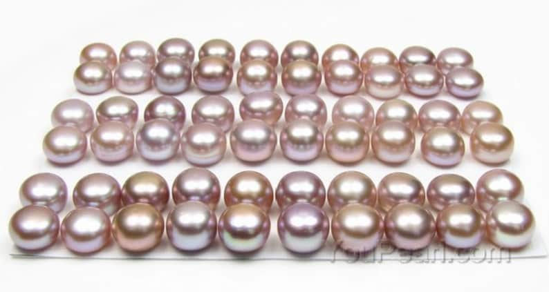 AA 9-10mm button pearls, real fresh water half drilled pearls, white loose pearl beads, genuine pearl wholesale, DIY earrings, FLB9010-X image 2