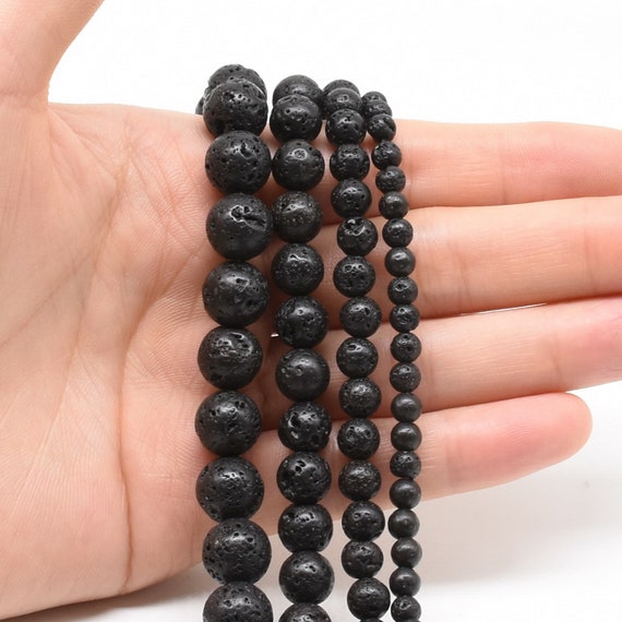 Black Lava Beads, 4mm 6mm 8mm 10mm 12mm Round Volcanic Rock Beads