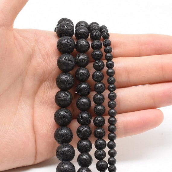 Natural Lava Beads: Black Volcanic Rock Beads 4mm 6mm 8mm 10mm Lava Rock  Jewelry Beads Round Volcanic Lava Beads Wholesale 