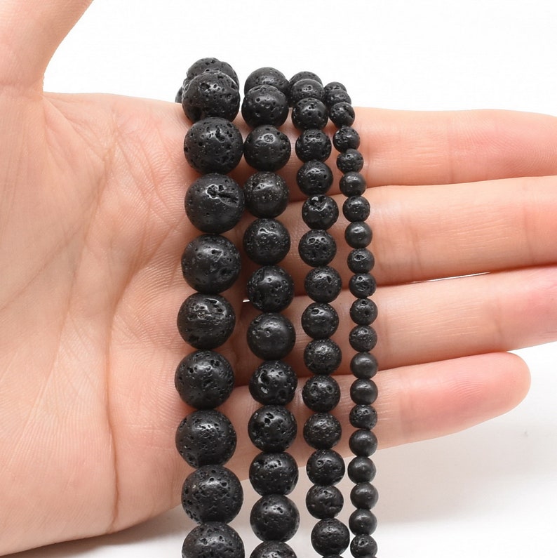 Black Lava Beads 4mm 6mm 8mm 10mm 12mm Round Volcanic Rock | Etsy