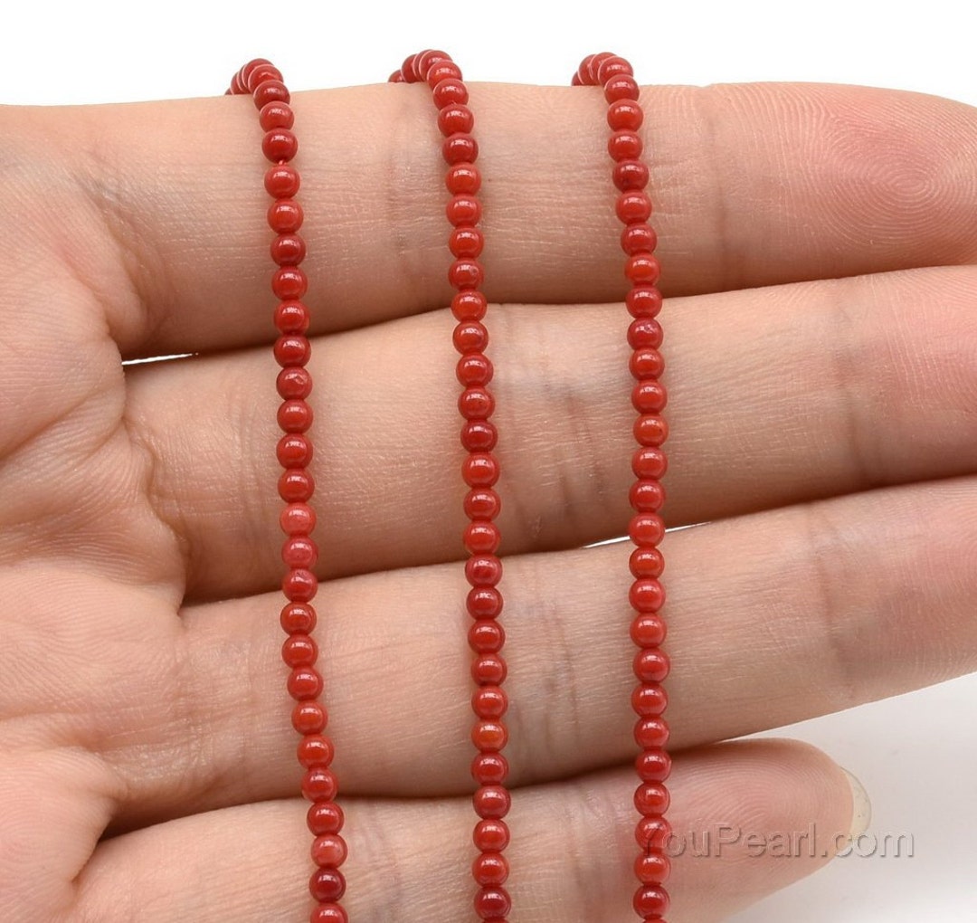 6mm Red Coral Bead Bracelet w/ 4 Skulls | S / Red - King Baby Studio
