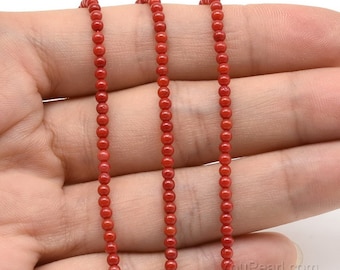 Red coral beads, 2.5mm 3mm 4mm 6mm 8mm 10mm 12mm round coral beads strand, natural loose gemstone beads, semi precious stone beads, CRL20X0