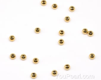 Sterling 925 Silber Perle vergoldet, 3mm lose Runde Perlen, Silber Kugel perle, glatte Gold Spacer Perlen, pkg von 10 Stk, FD-BL30-G