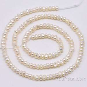 White freshwater seed pearl beads, 3-4mm button natural loose pearls for necklace, DIY jewelry, FS480-WS