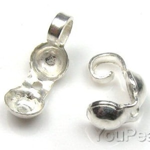 925 sterling silver bead tips, clam shell bead tips, silver connector, jewelry findings, necklace end tips, silver finding supply, FD1010