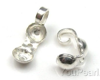 925 sterling silver bead tips, clam shell bead tips, silver connector, jewelry findings, necklace end tips, silver finding supply, FD1010