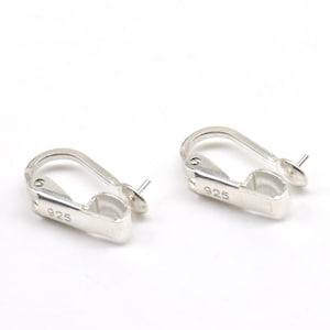 Non-pierced earring setting, clip on earring findings, no pierced earrings, sterling 925 silver clipon fit 5mm+ pearls and gemstones F2275-E