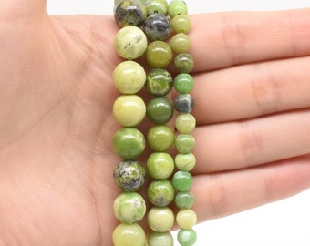 Natural chrysoprase beads, 6mm 8mm 10mm smooth round beads, Australian green jade beads strand, natural chrysoprase gemstone beads, CSP20X0