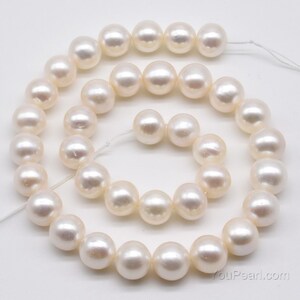 Large pearls, 11-12mm, white near round cultured freshwater pearls for making jewelry, big real natural pearls, big hole available, FR812-WS image 2