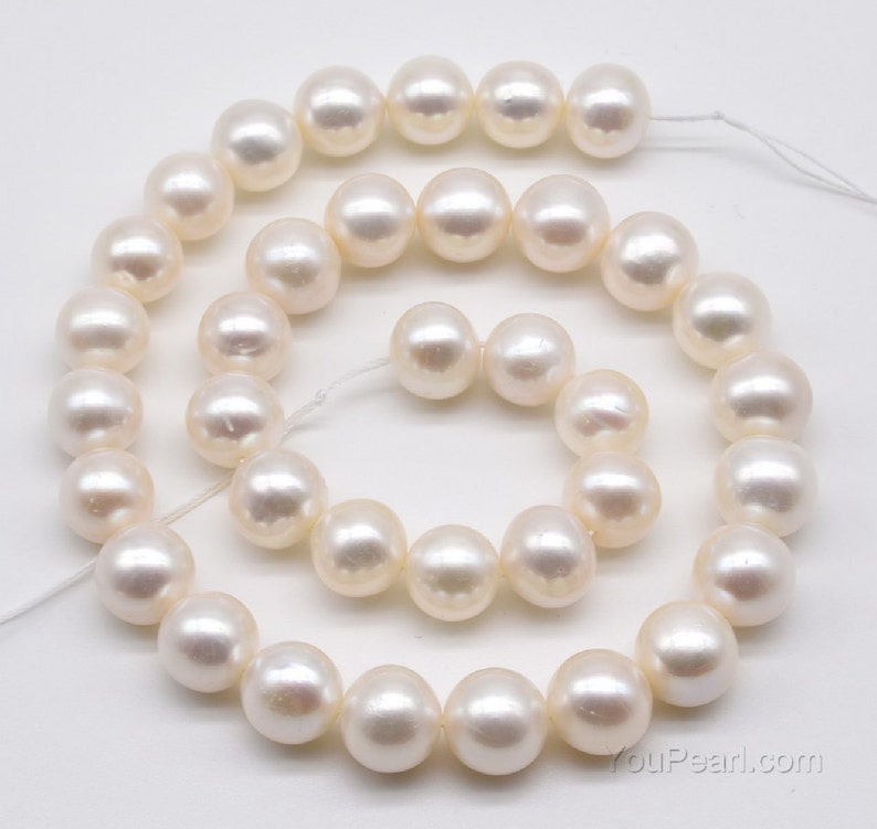 Large pearls, 11-12mm, white near round cultured freshwater pearls for making jewelry, big real natural pearls, big hole available, FR812-WS image 2