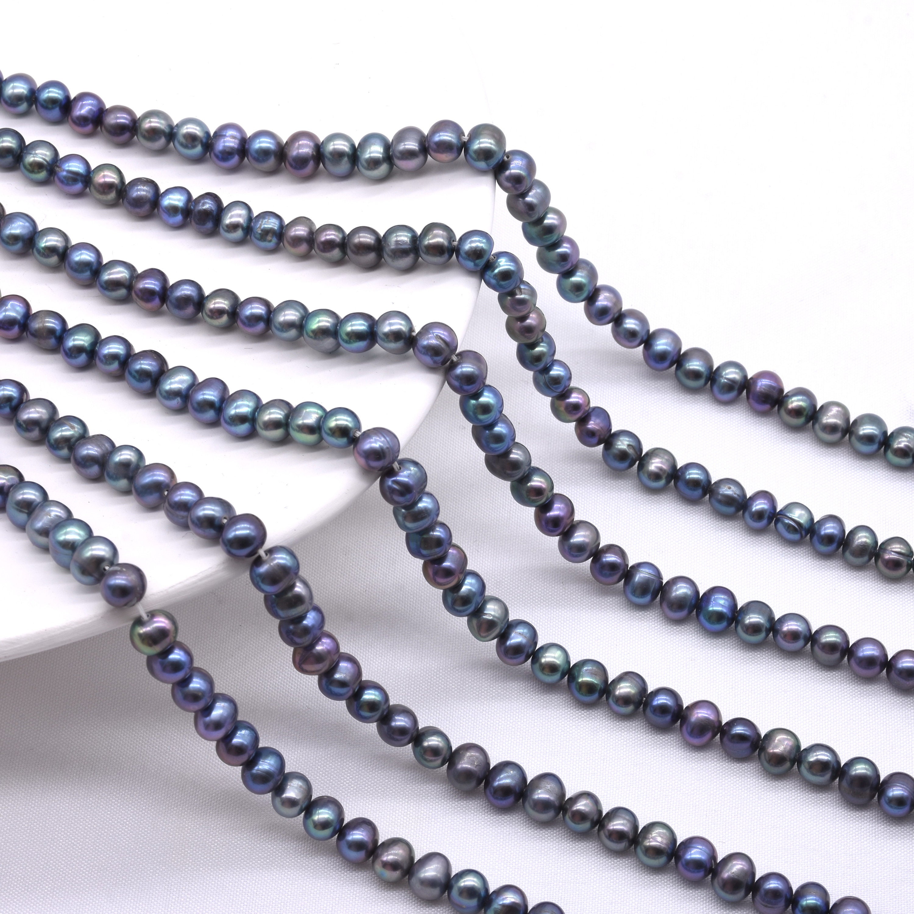 5.5"-6"-10mmX8mm black Pearls-Genuine fresh water Pearl loose beads 14pcs 