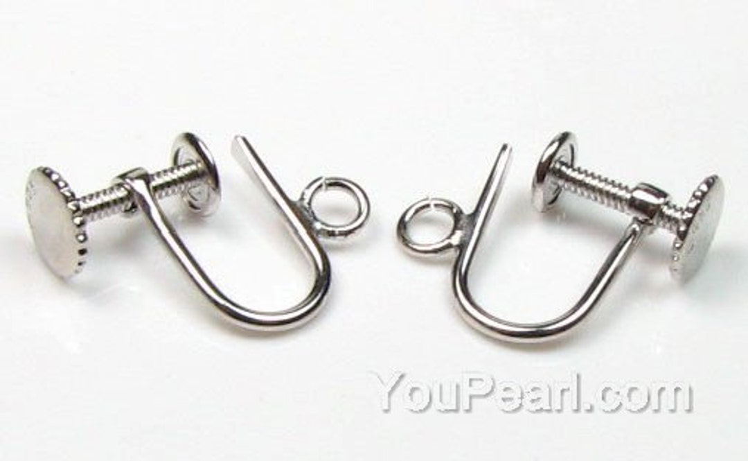 925 Sterling Silver Screw Back Earring Findings, No Pierced Pearl