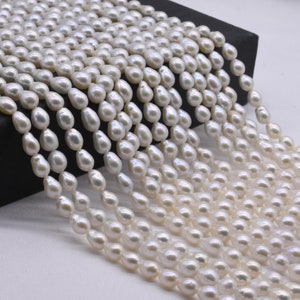 AA Teardrop Pearls, 6-7mm Nucleated Baroque Pearl, Genuine Freshwater Pearl Beads, Lustrous Smallest Baroque Quality Drop Pearls FQ823-WS