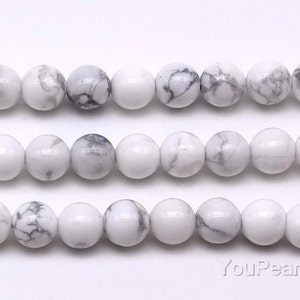 Howlite beads, 4mm 6mm 8mm 10mm round beads, A grade gemstone beads, white gemstone, natural howlite round beads, jewelry supply HWL20X0