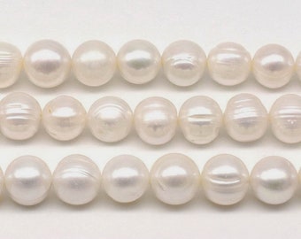 Genuine freshwater pearls, 12-13mm large white pearls, large hole available, natural big pearl beads for necklace, FQ820-WS