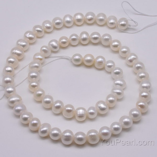 6-7mm potato freshwater pearl bead strands wholesale, genuine natural white pearl, loose pearls for neckalce or bracelet, FP350-XS