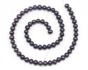 Black freshwater pearl, small 6-7mm potato pearl, natural fresh water pearl beads for necklace, loose black pearls wholesale, FP340-BS