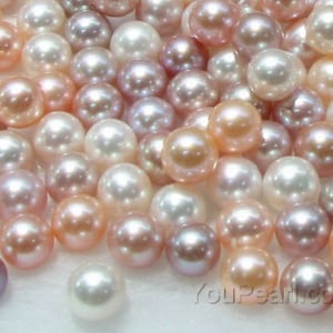 AA+ 8-8.5mm round pearls, freshwater round loose pearls, natural white pink mauve half-drilled hole pearls, top quality pearls, FLR8085-M