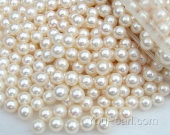 AA+ 6.5-7mm round pearls, white freshwater half drilled pearl, cultured loose pearl beads, natural pearl jewelry supply wholesale, FLR6570-X