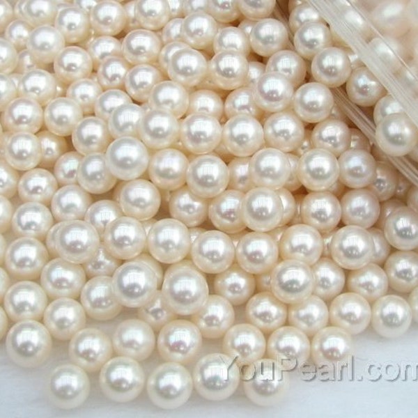 Perle rotonde AA+ da 6,5-7 mm, perle bianche d'acqua dolce semiforate, perle sciolte coltivate, fornitura all'ingrosso di gioielli con perle naturali, FLR6570-X