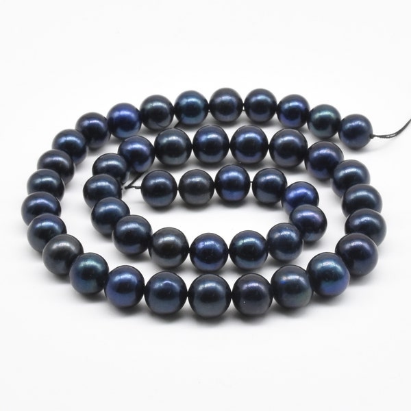 Round black pearls, AA+ 8.5-9.5mm dark peacock black round pearls, genuine freshwater pearl, lustrous quality real loose pearl bead FR680-BS