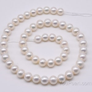 8mm freshwater pearl strands, fresh water genuine pearl beads, white near round beads supply, big hole available, FR560-WS