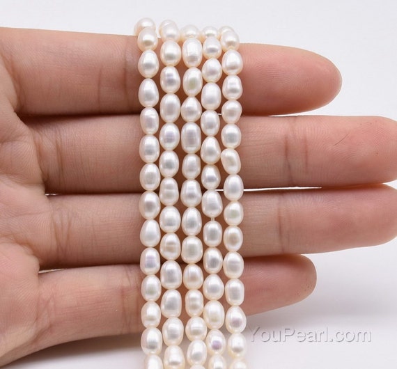 3.5-4mm AA Pearl Seed Beads, Genuine Freshwater Rice Pearls, Natural White  Oval Small Pearl Beads on Sale, High Quality Tiny Pearls FS800-WS 