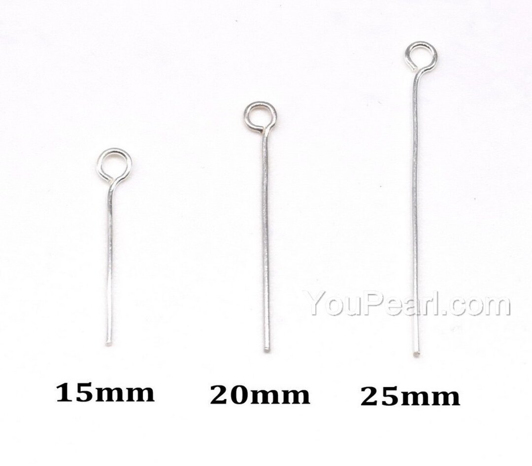 50 Sterling Silver Eye Pins Eyepin, Sterling Silver Headpins, Sterling  Silver Loop Pins 22 Gauge 17mm 20mm 25mm 30mm 35mm 